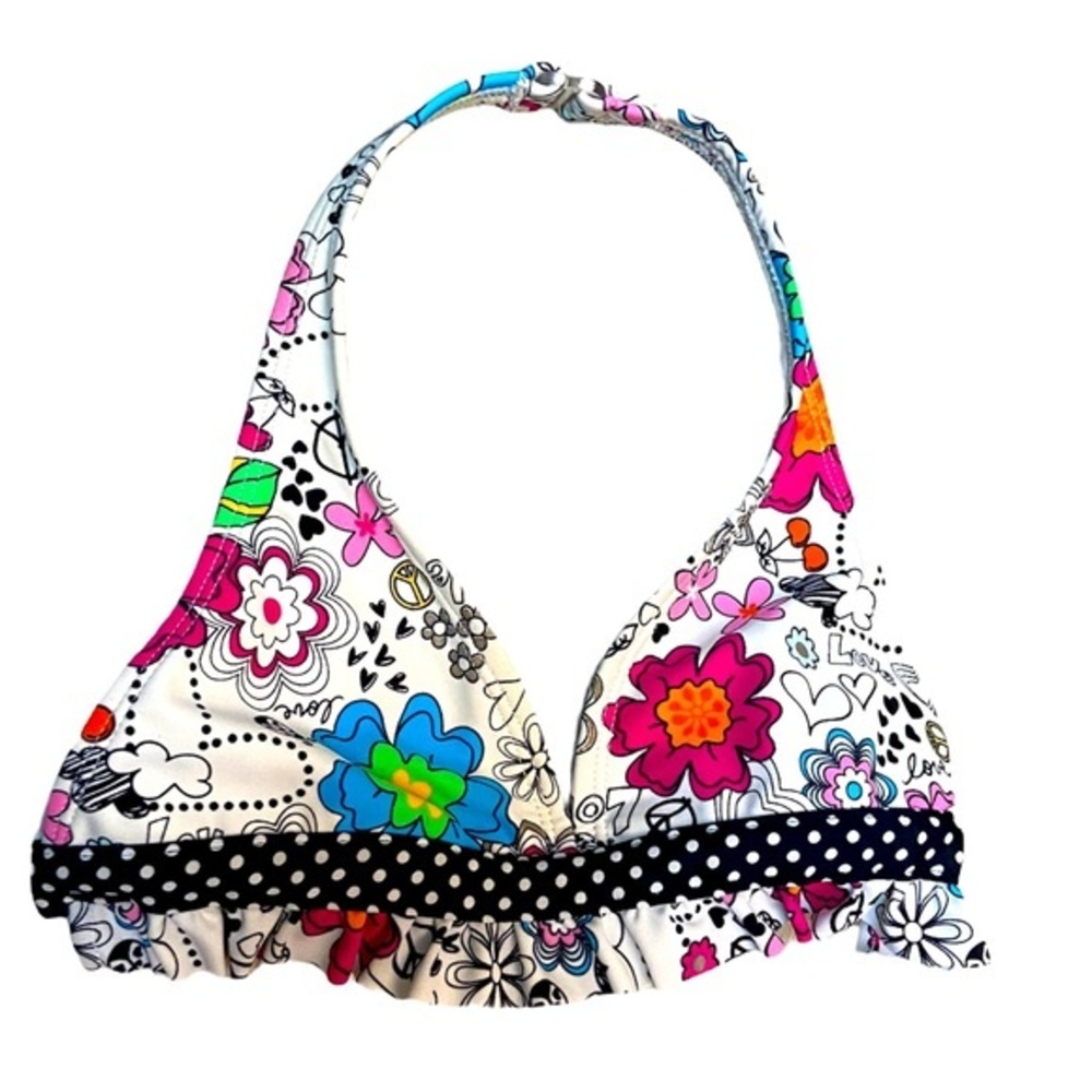 Angel beach girls ruffle halter bikini top